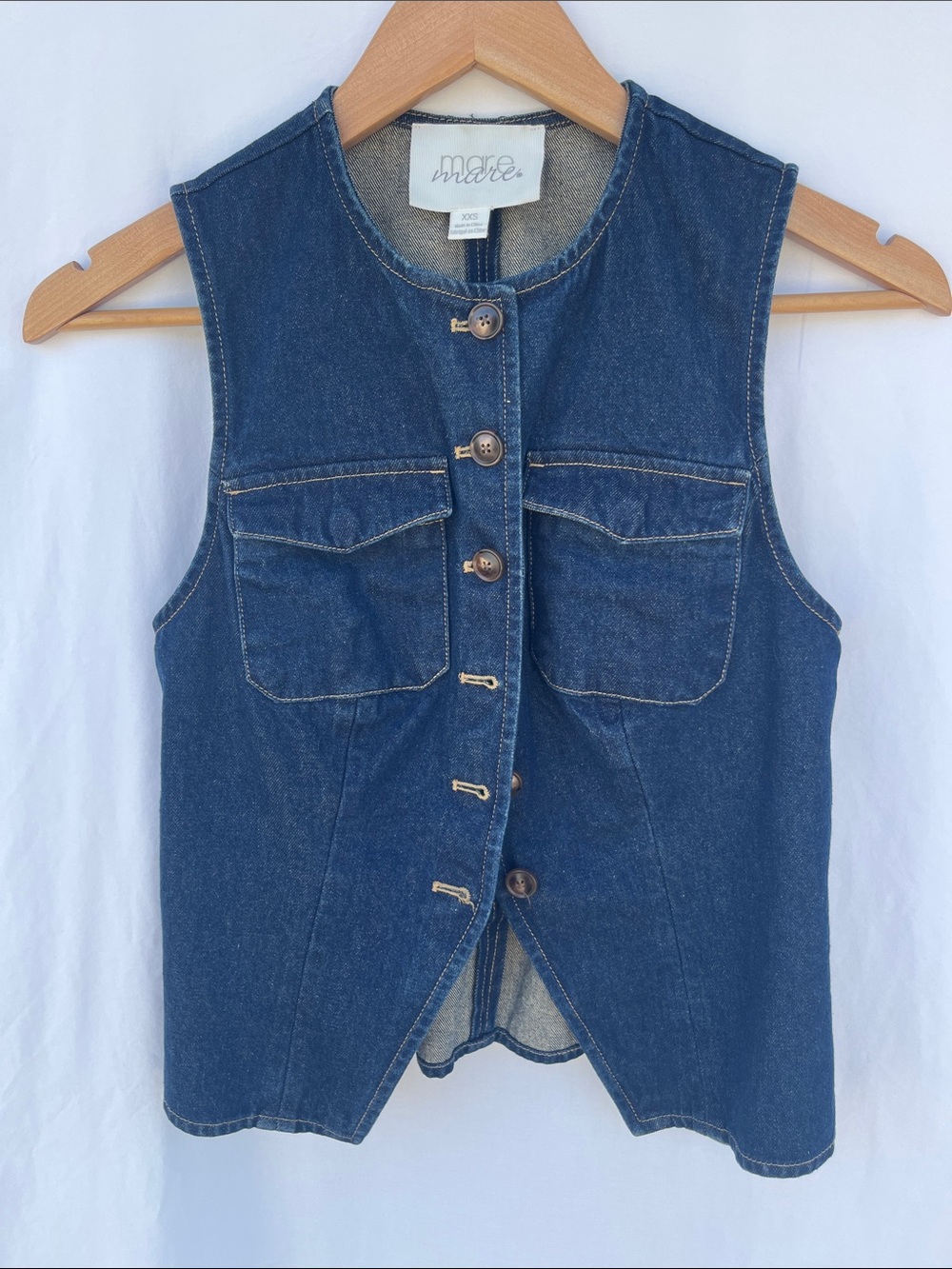Anthropologie x Mare Mare Tailored Denim Vest Womens XXS - Picture 5 of 6